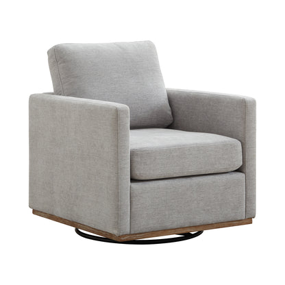Modern Square Upholstered Swivel Accent Chair, Light Gray Chenille, 30.7'W for Living Room or Bedroom