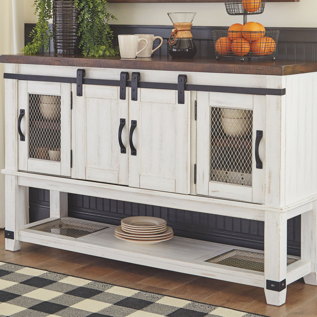 Valebeck - Dining Room Server - White / Brown