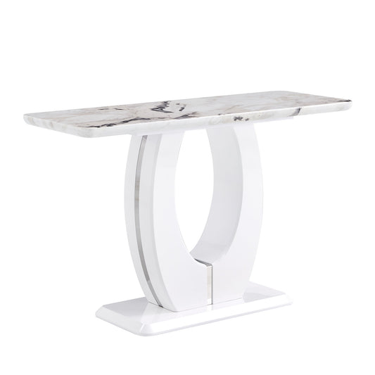 Modern Simple Glossy Rectangular Counter Bar Table For Living Room Bedroom Office Bathroom - White