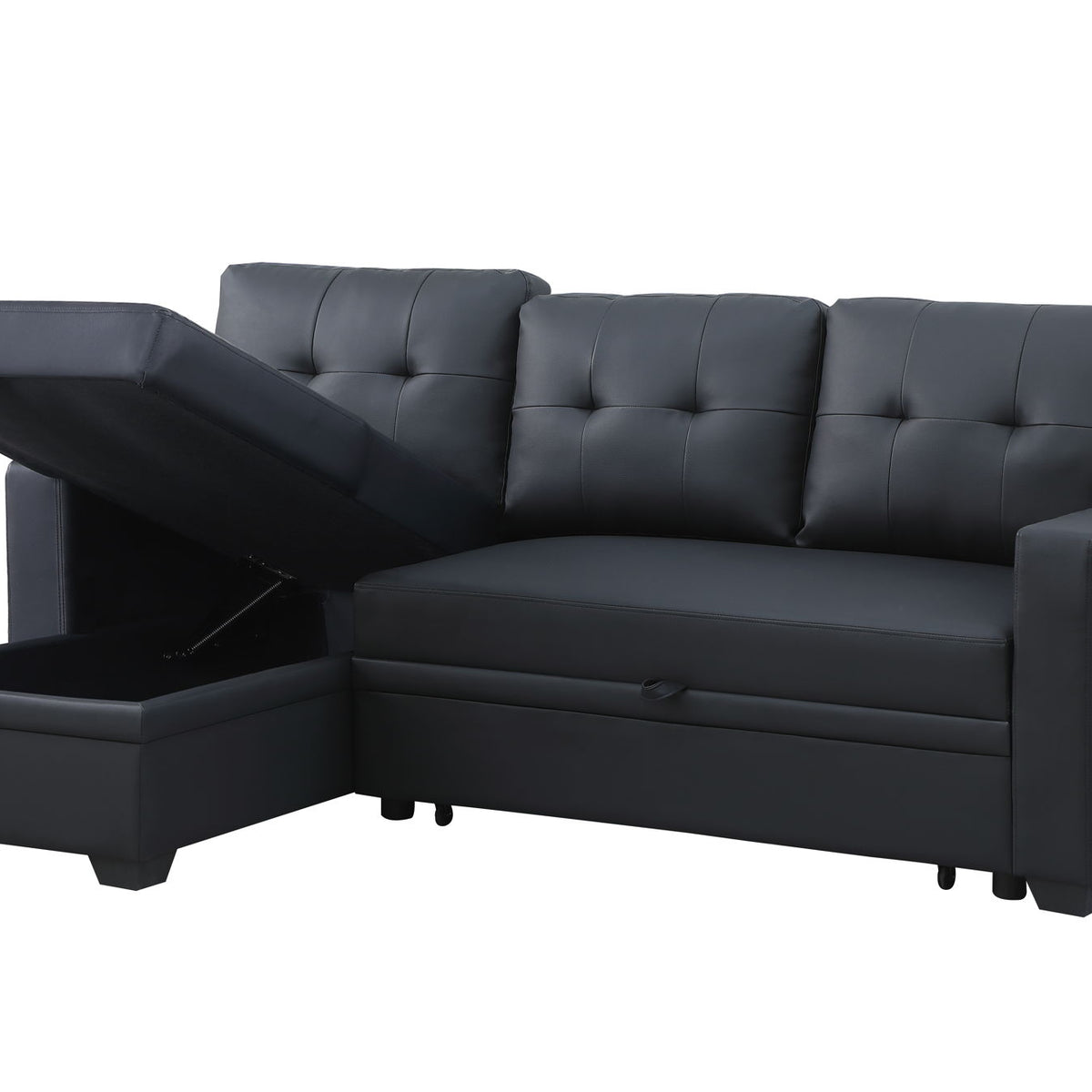 Upholstered Pull Out Sectional Sofa With Chaise