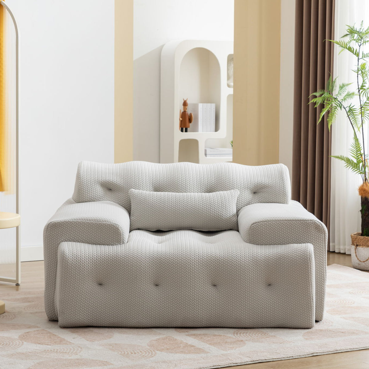 Large Size 1 Seater Sofa, Pure Foam Comfy Sofa Couch, Modern Lounge Sofa For Living Room, Apartment