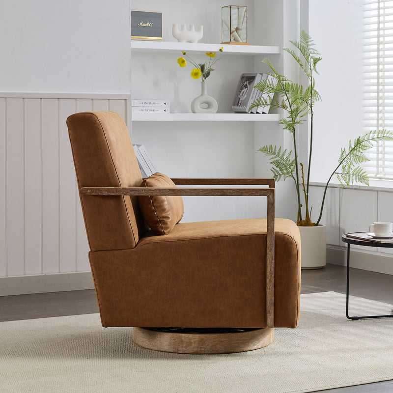 Swivel Modern Upholstered Accent Chair With Armrests