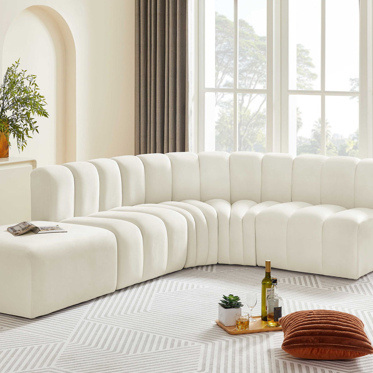Arc - Velvet 5 Piece Corner Modular Sofa