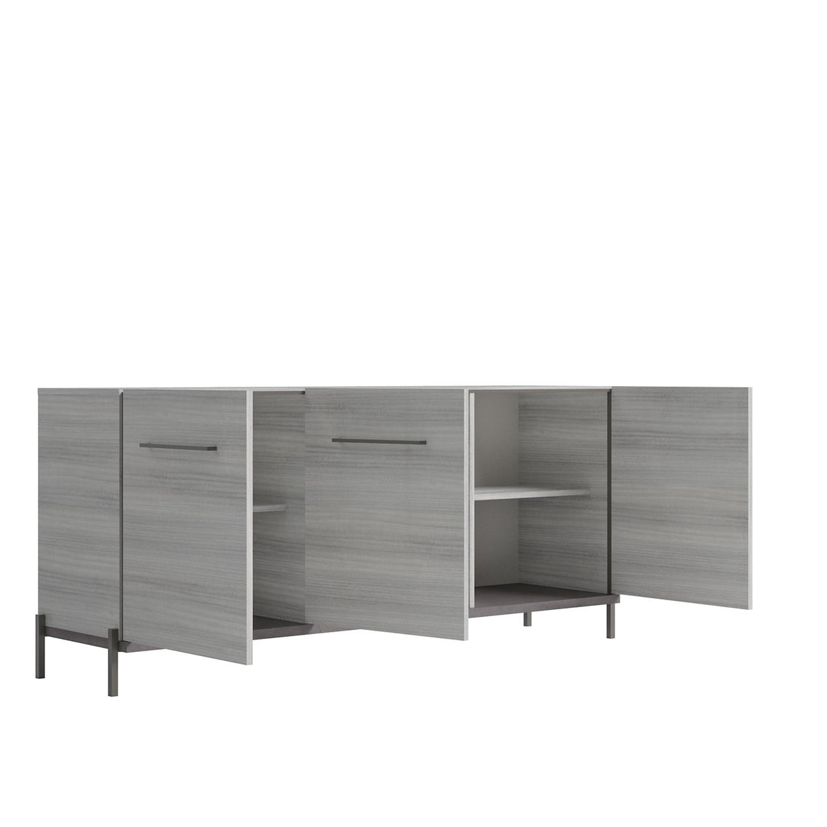 Mia - 3 Door Buffet - White / Gray / Silver