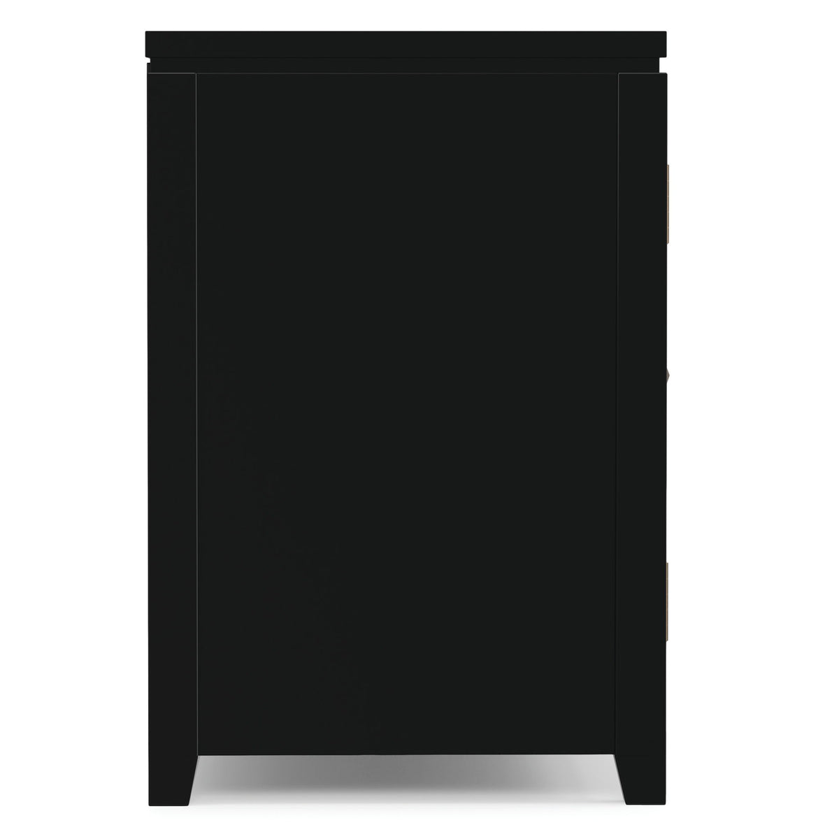 Wide dark TV media stand back panel with four legs