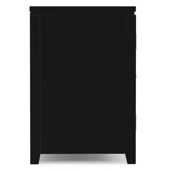 Wide dark TV media stand back panel with four legs