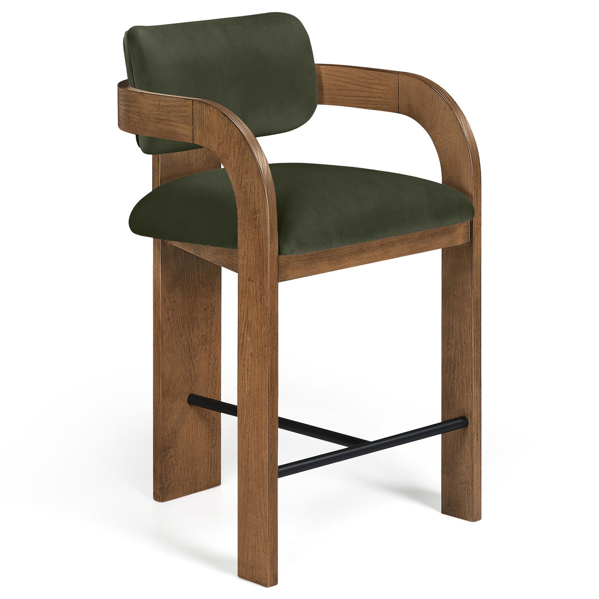 Cedra - Velvet Performance Fabric Upholstered Counter Stool - Brown Frame