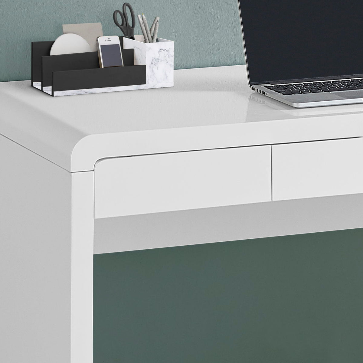 Computer Desk For Home Office, Storage Drawers, Contemporary & Modern - White
