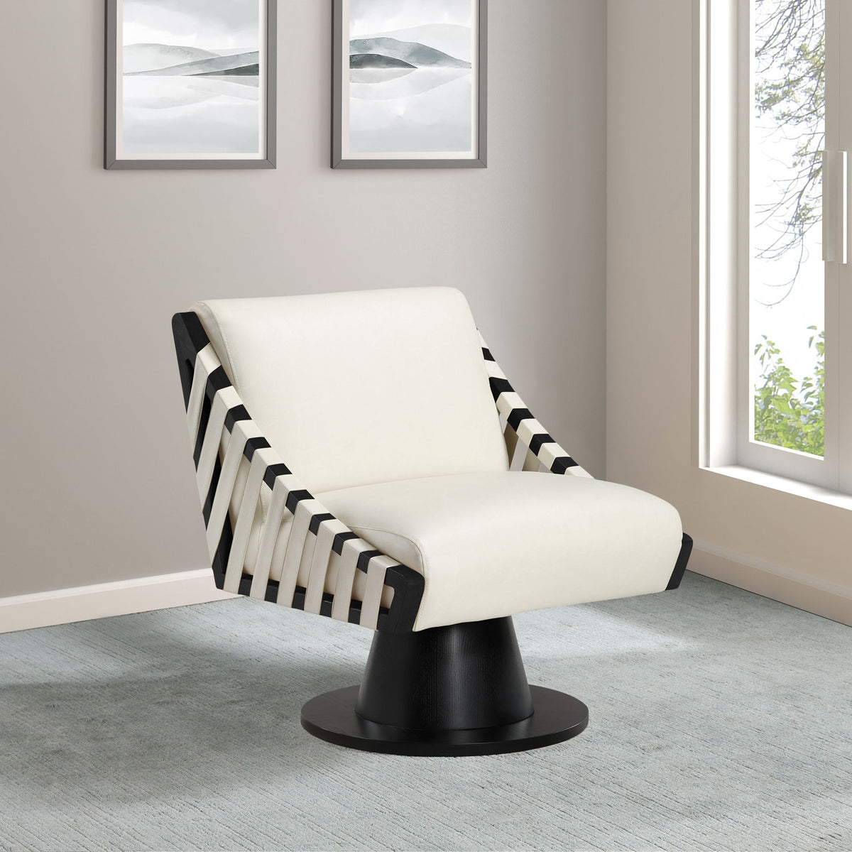 Millwin - Swivel Accent Chair With Black Base