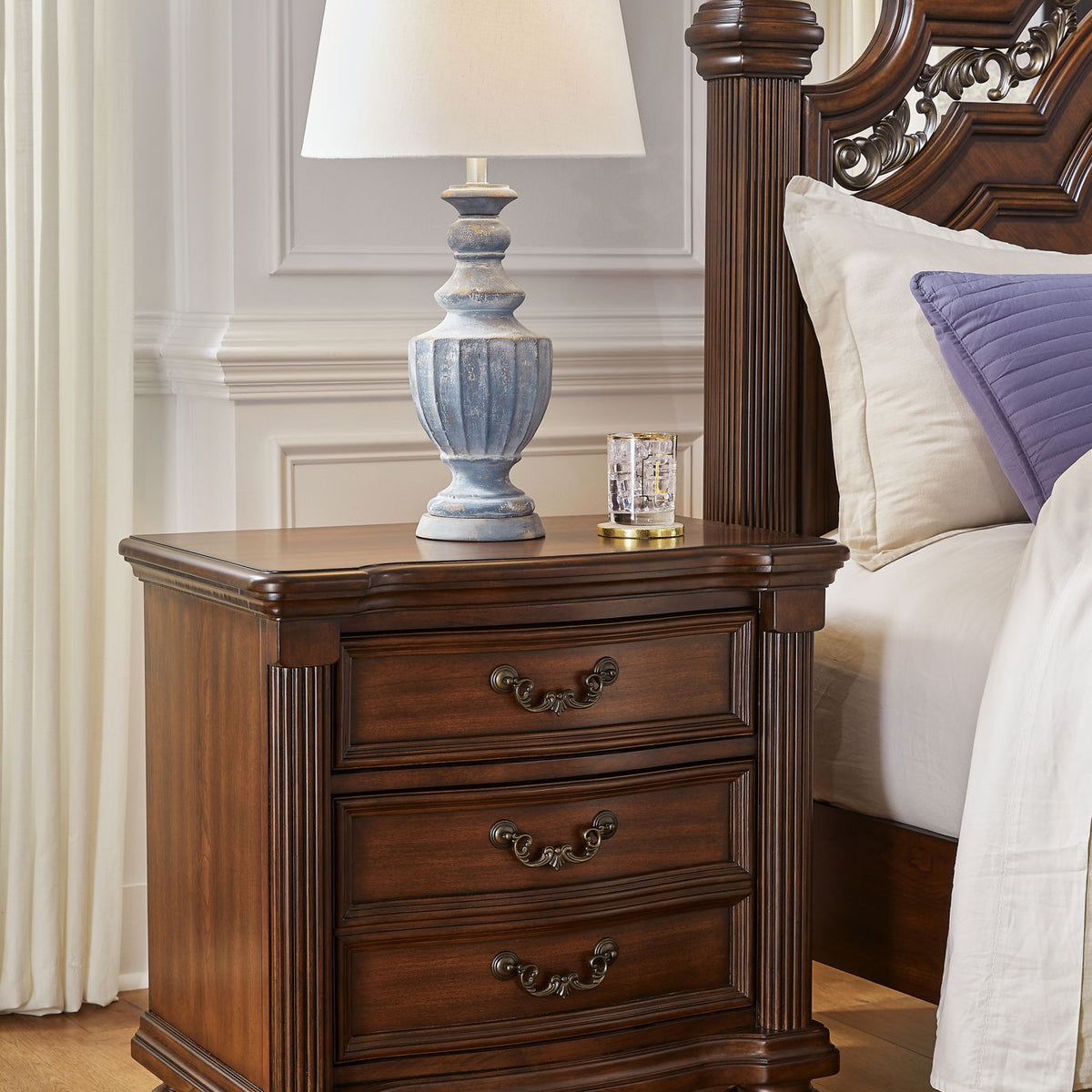 Lavinton - Three Drawer Night Stand - Brown