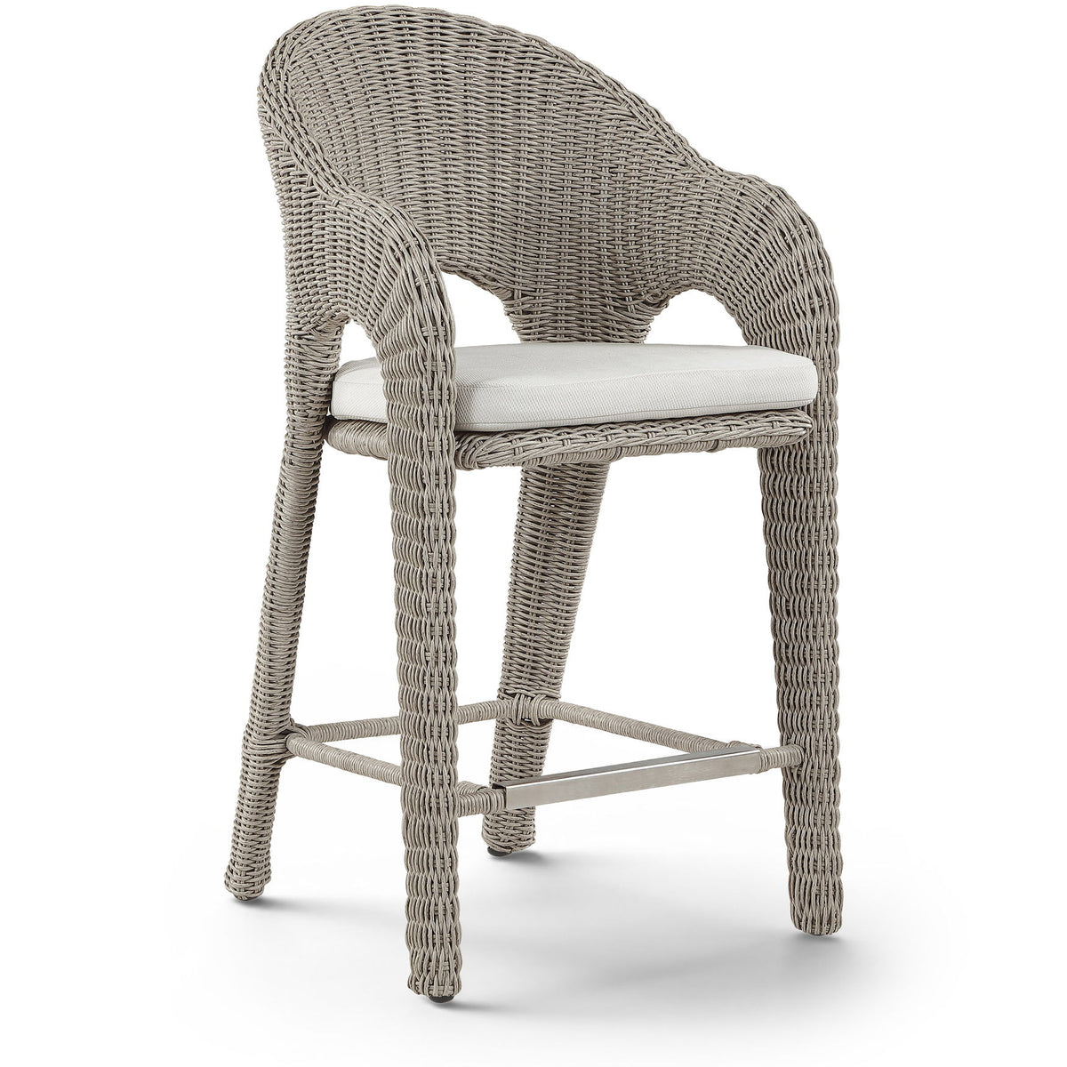 Seacrest - Olefin Water Resistant Fabric And Wicker Outdoor Patio Bar Stool