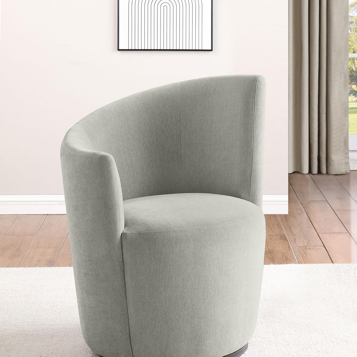 Nueva Upholstered Swivel Chair Curved Backrest Dove Grey