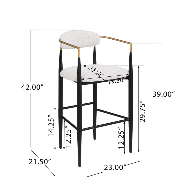 Upholstered Bar Stools With Backs For Kitchen Island (Set of 2) - Beige