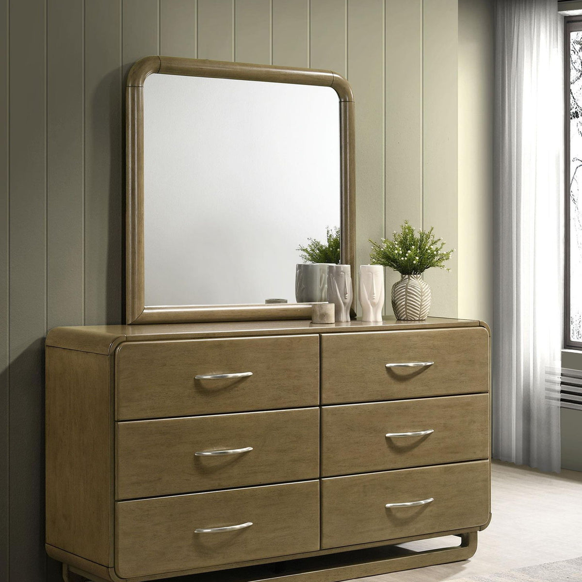 Amsbury 6-drawer Dresser and Mirror Nutmeg
