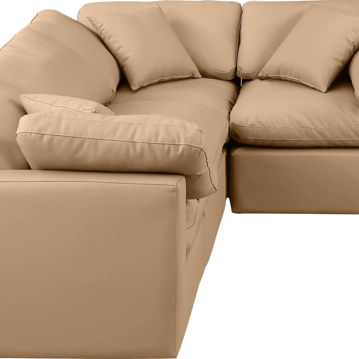 Indulge - Faux Leather 4 Piece Modular Corner Sectional - Tan