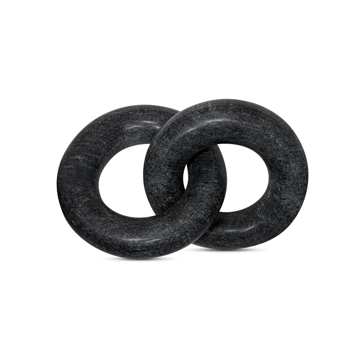 Black tabletop decor sculptural rings with two interlocking circular loops