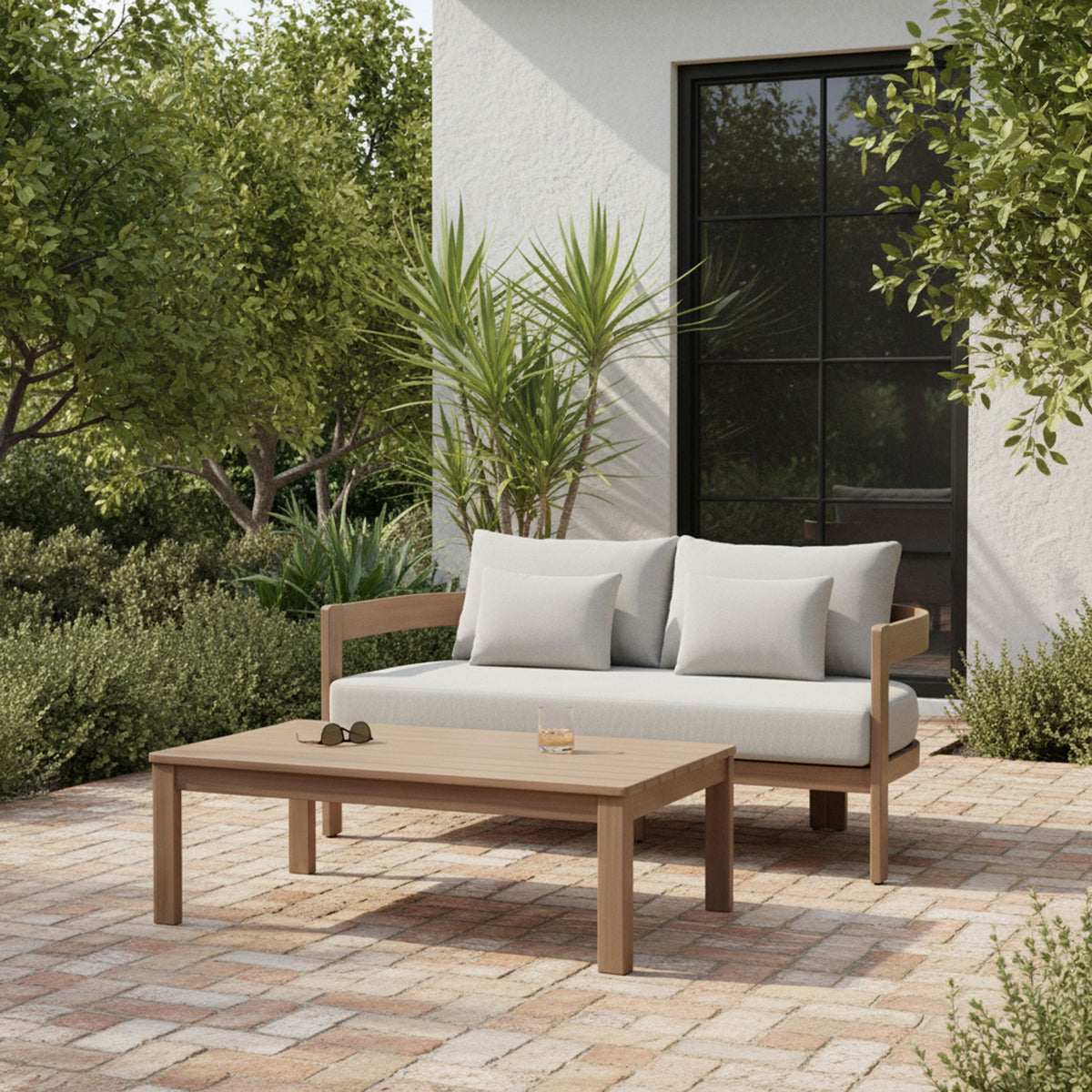 Newport - Water Resistant Fabric 65" Upholstered Outdoor Patio Loveseat