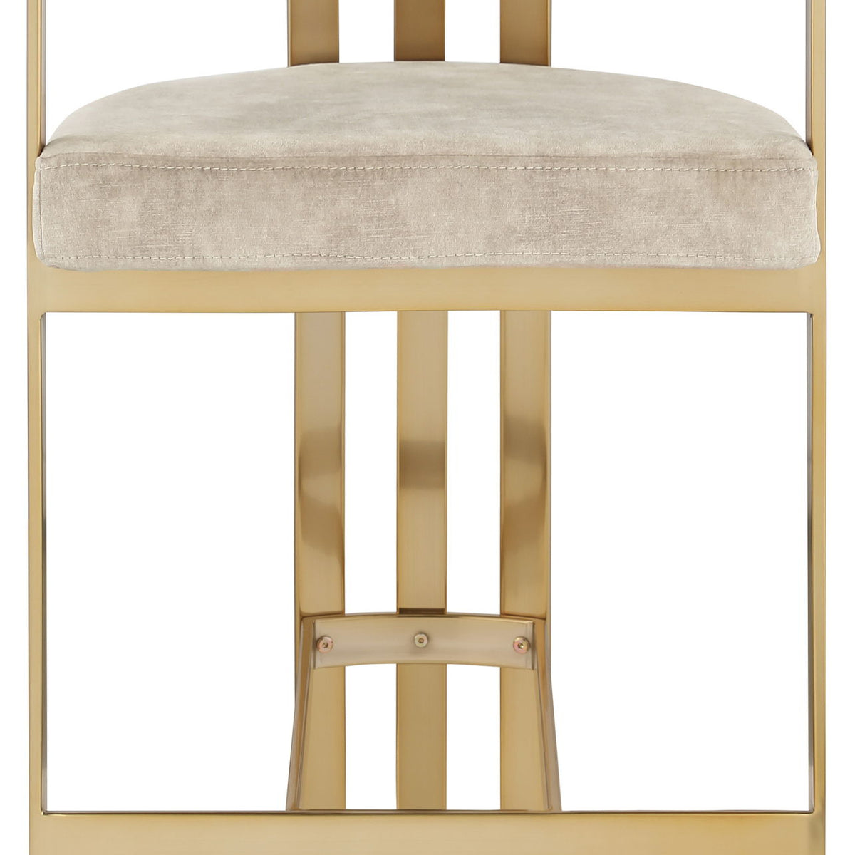 Marcello - Counter Stool With Brushed Gold Iron Frame (Set of 2) - Beige