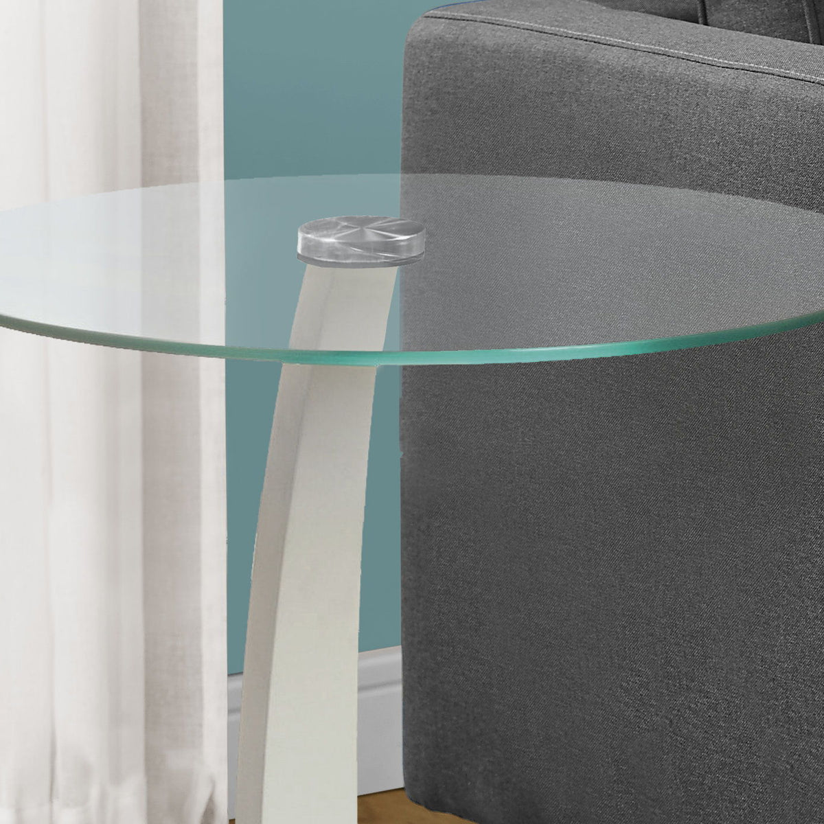 C-Shaped Accent Table Clear Tempered Glass For Living Room