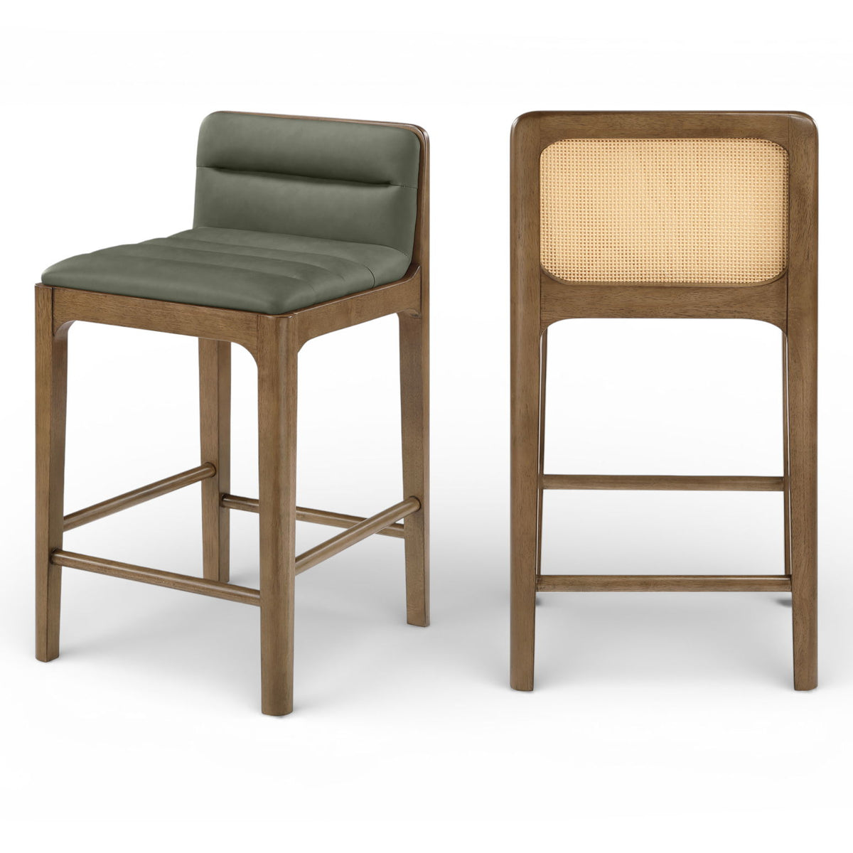 Ellis - Vegan Leather Upholstered Counter Stool (Set of 2) - Brown Base