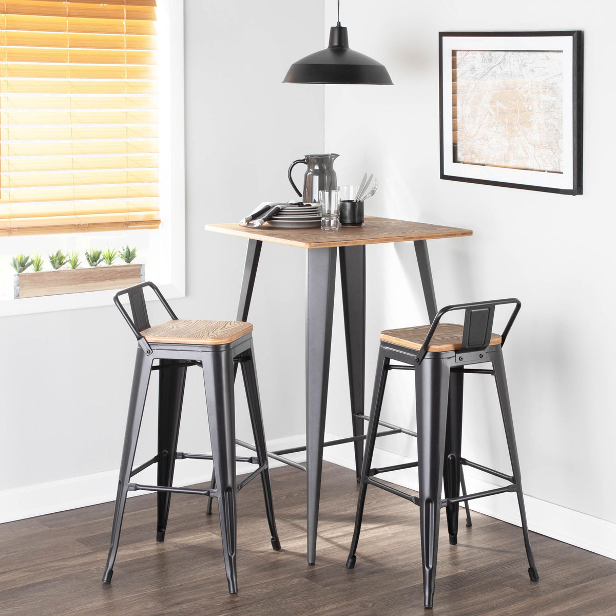 Oregon - Industrial Low Back Barstool (Set of 2) - Black