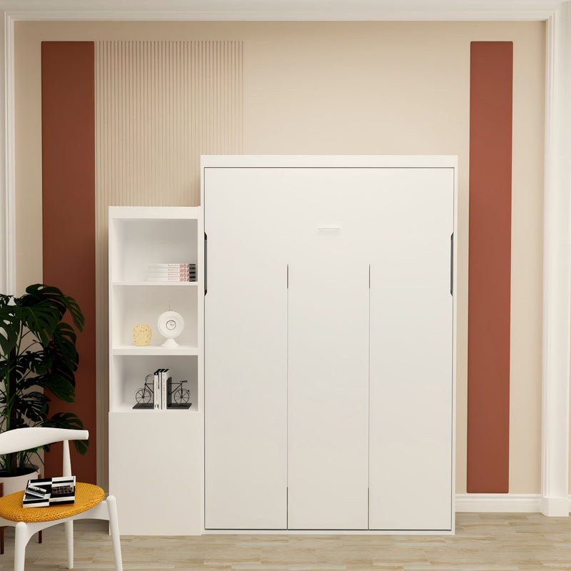 Morden Deisgn Vertical Murphy Bed With Shelf And Drawers For Bedroom Or Guestroom Wall Bed Space Saving Hidden Bed With New Style Gas Struts