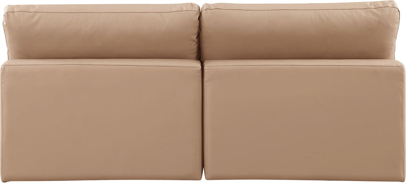 Comfy - Faux Leather Modular Armless Sofa 2 Pieces - Light Brown