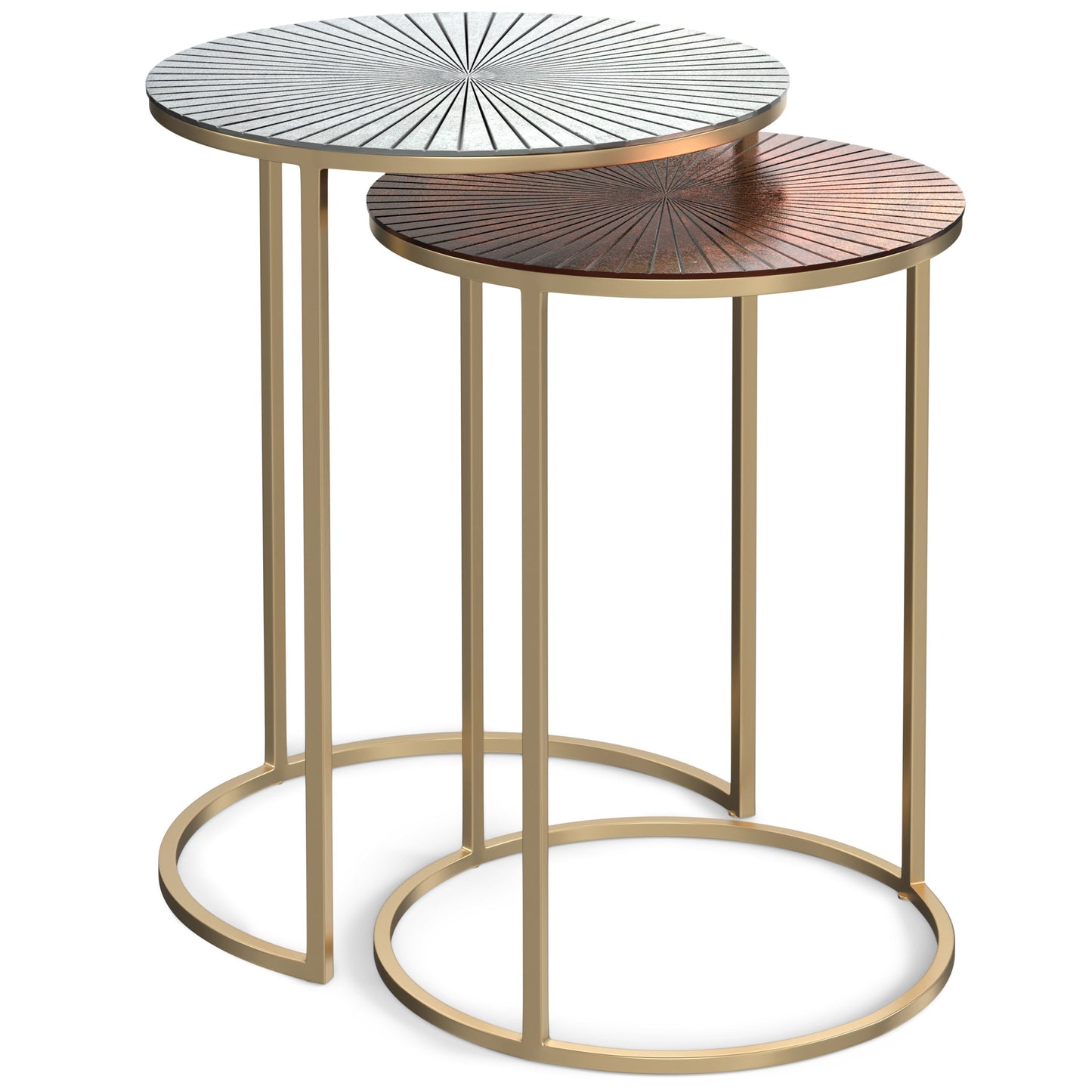 Drake - 2 Piece Nesting Table - Antique Nickel / Antique Copper