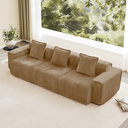 3-Seater Modern Velvet Sofa - Brown Velvet