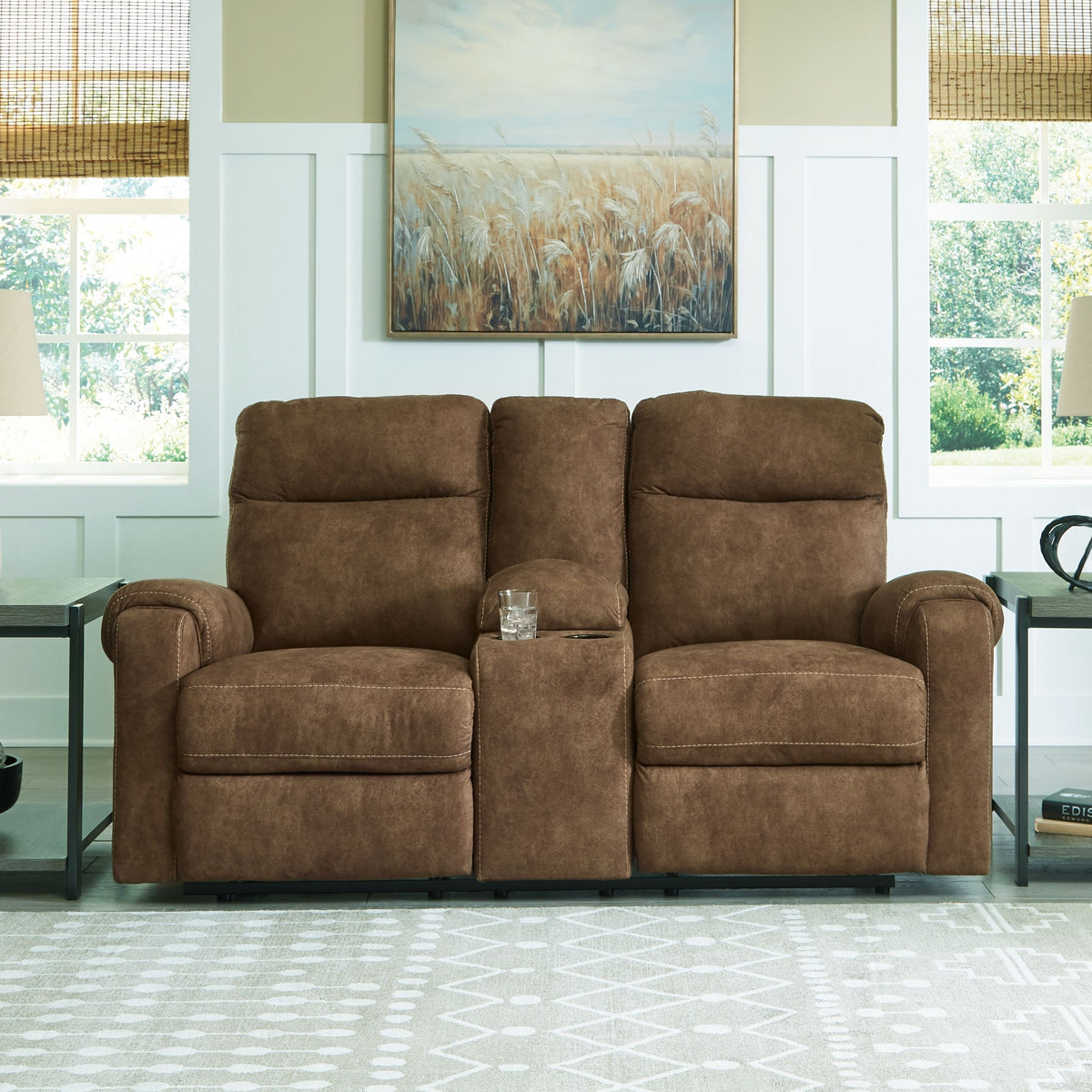 Edenwold - Dbl Reclining Loveseat with Console - Brindle