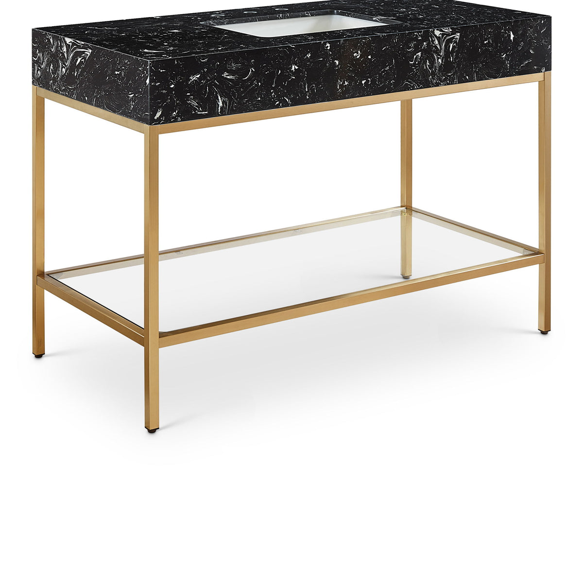 Marmo - Engineered Marble Bathroom Vanity With Gold Base