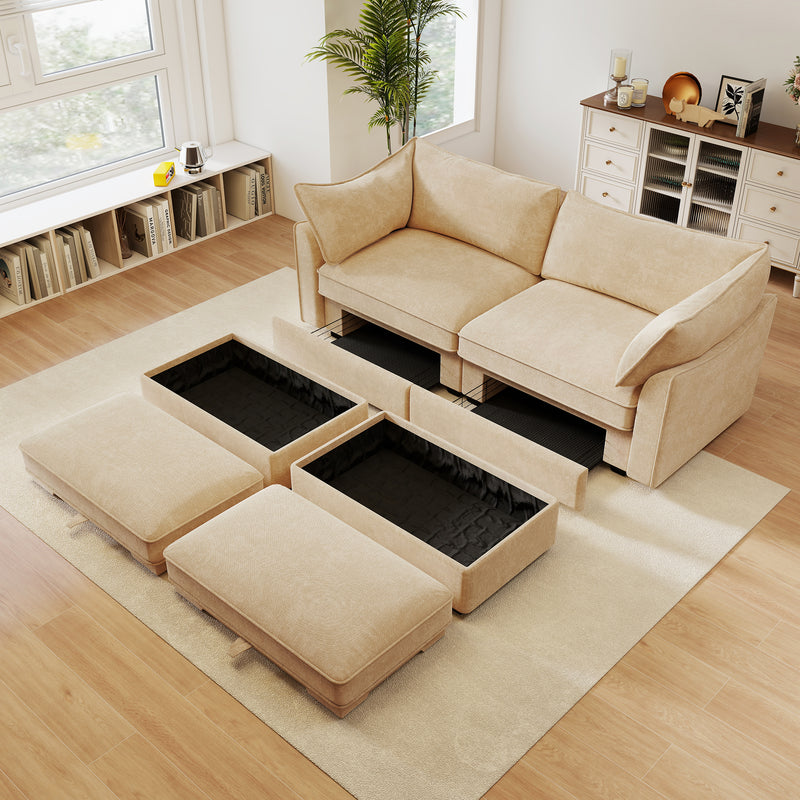 2-Seater Chenille Sofa - Wheat Chenille
