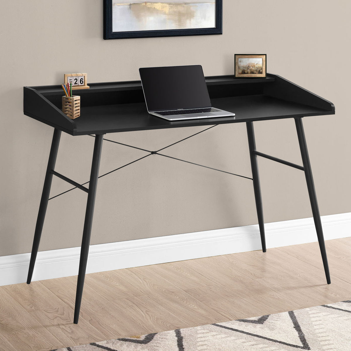 Computer Desk For Home Office, Sturdy Construction, Storage Shelves