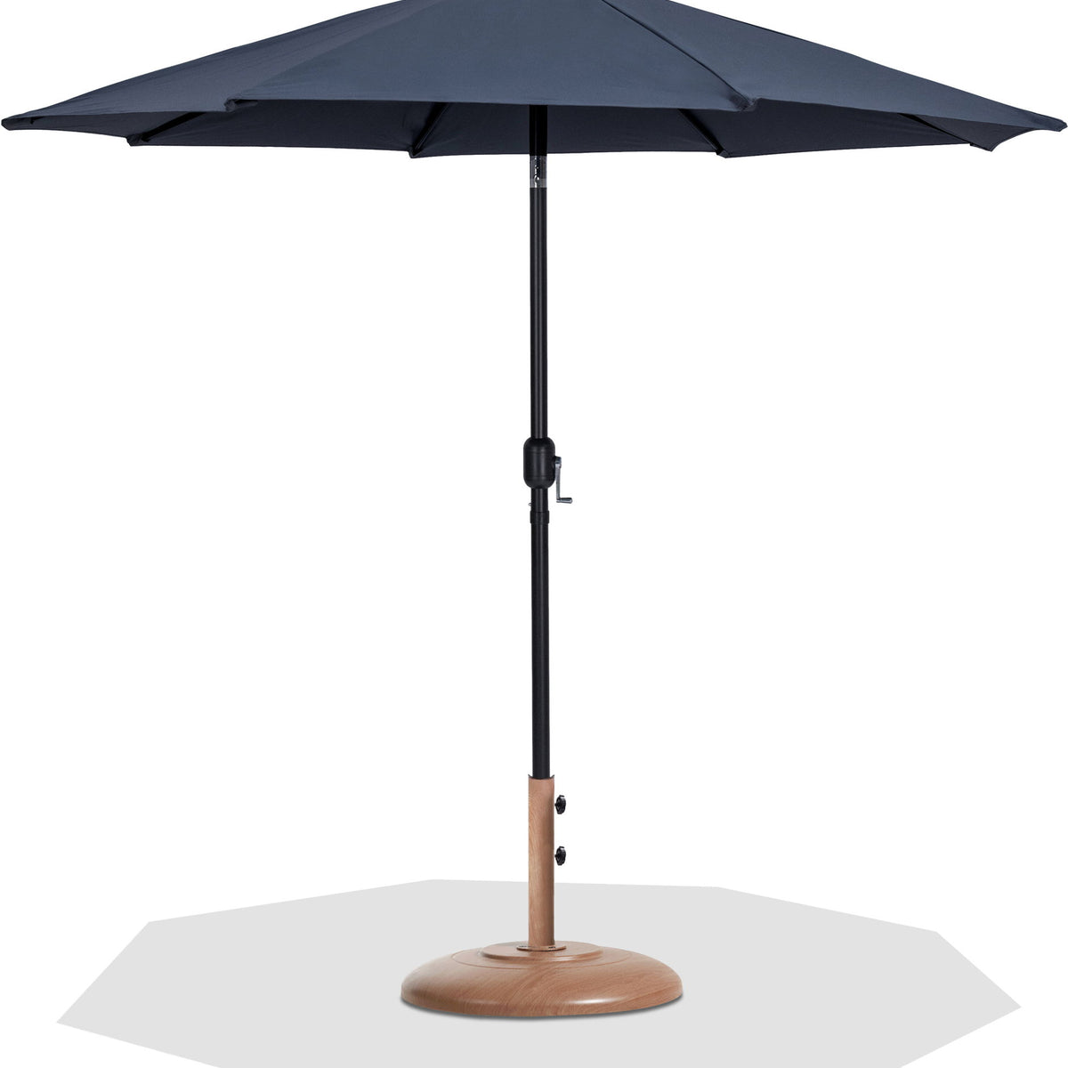 Fiji - Aluminum Patio Umbrella With Round Teak And Black Base