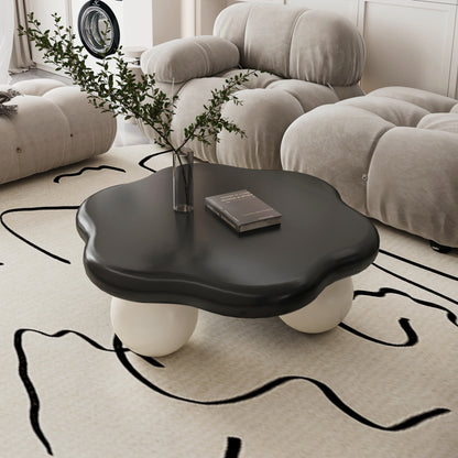 Cloud-Shaped Coffee Table Sphere Legs Black 35-inch