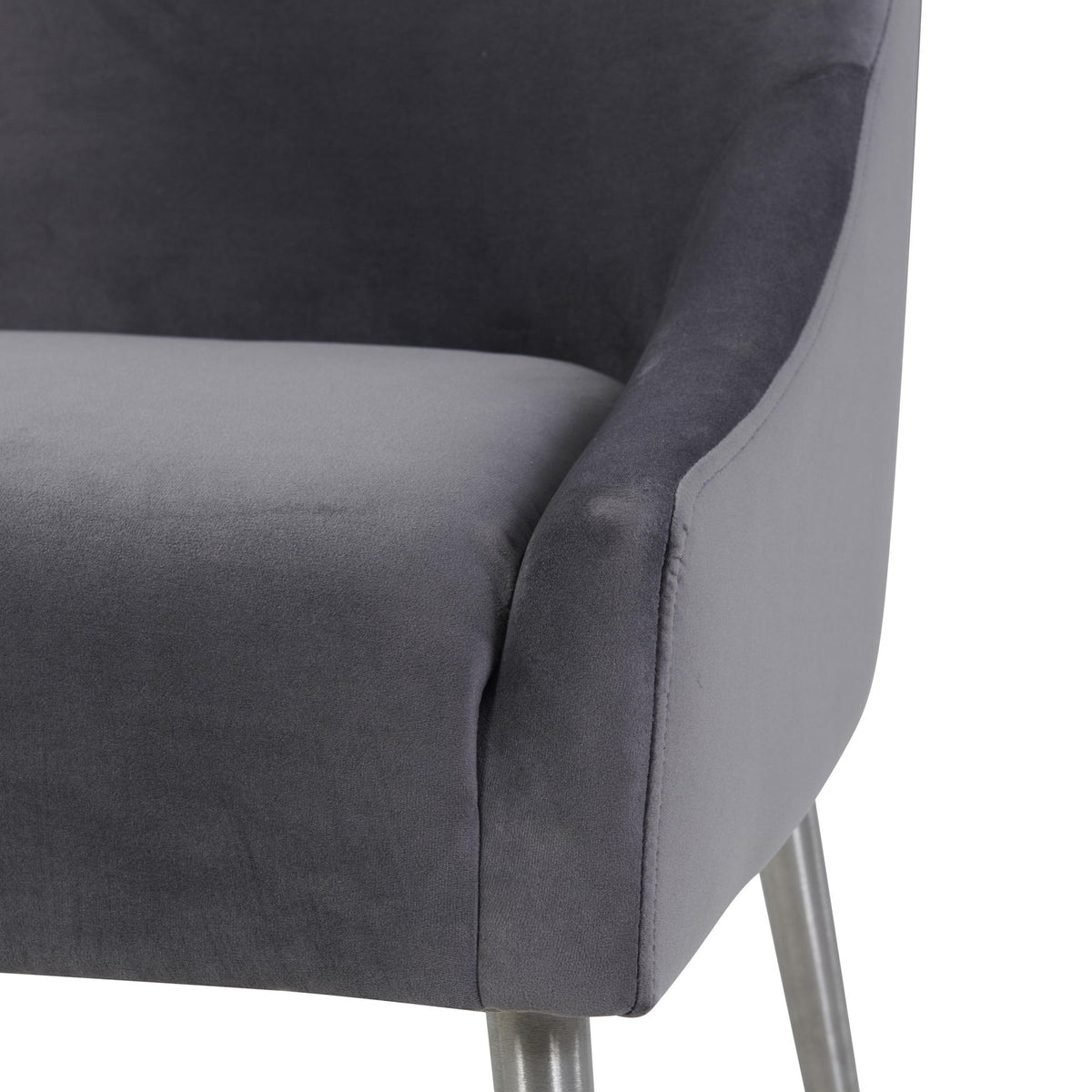 Beatrix - Velvet Side Chair With Silver Leg - Gray