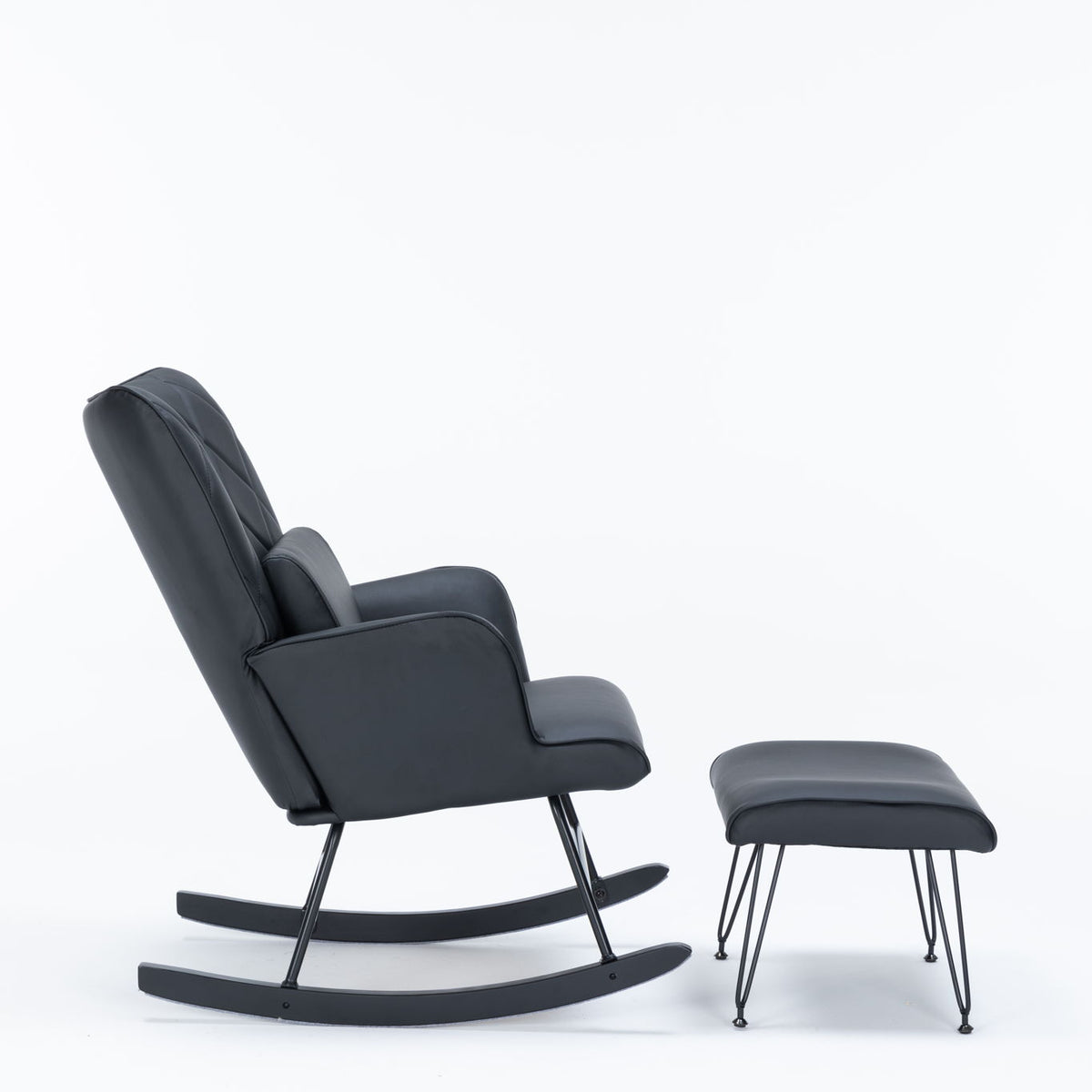 Rocking Accent Chair With Lumbar Pillow And Ottoman