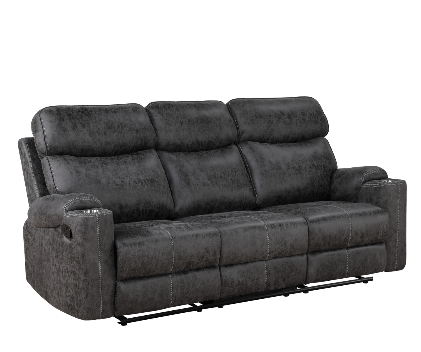 Hirah - Manual Recliner Sofa With Cupholder Function - Dark Gray