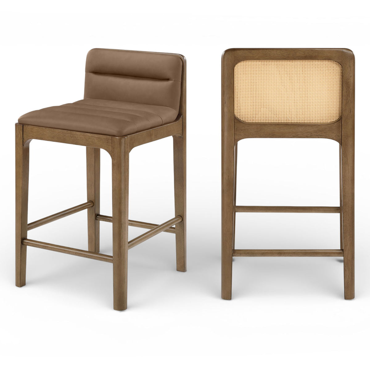 Ellis - Vegan Leather Upholstered Counter Stool (Set of 2) - Brown Base