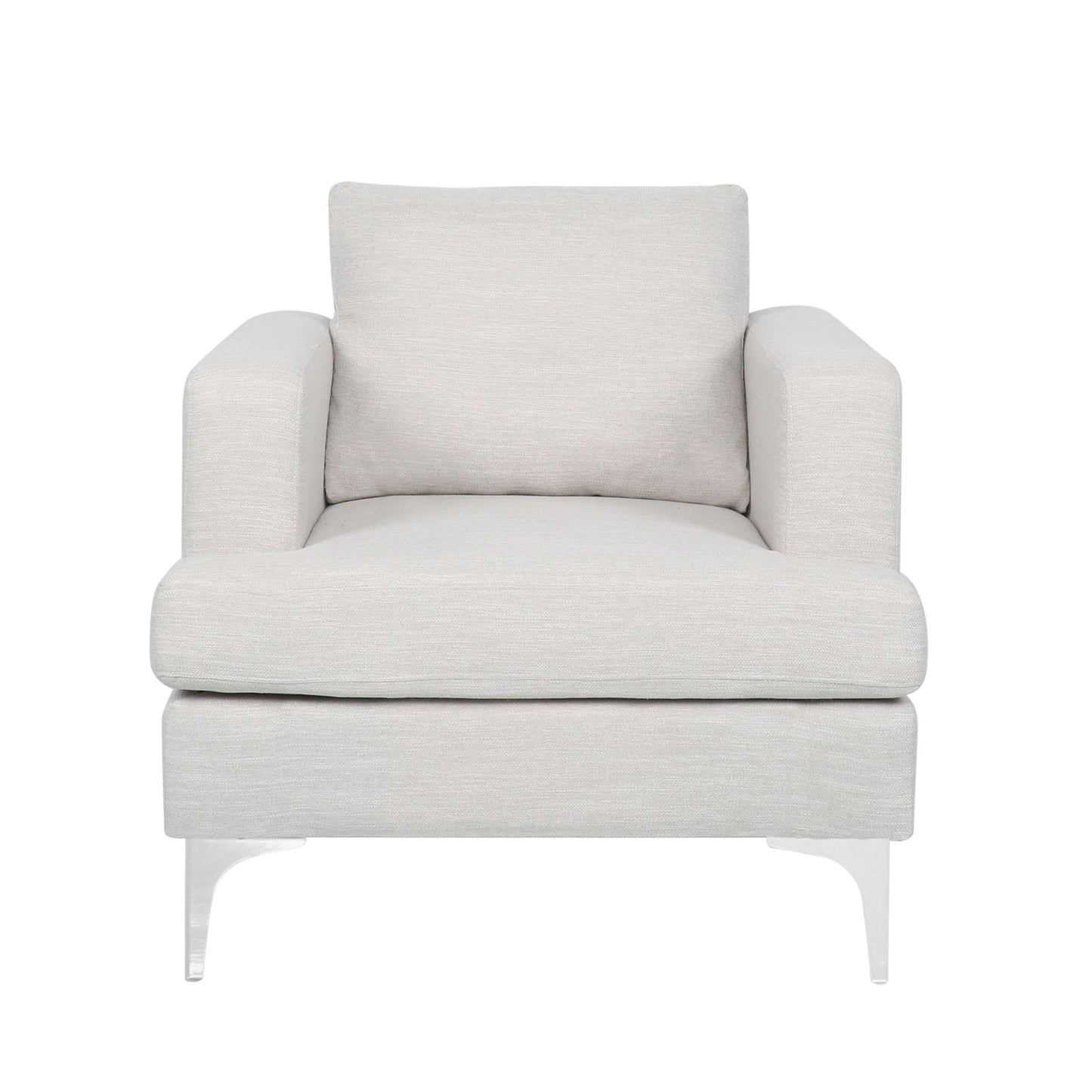 Upholstered Fabric Club Chair With Iron Legs - Beige