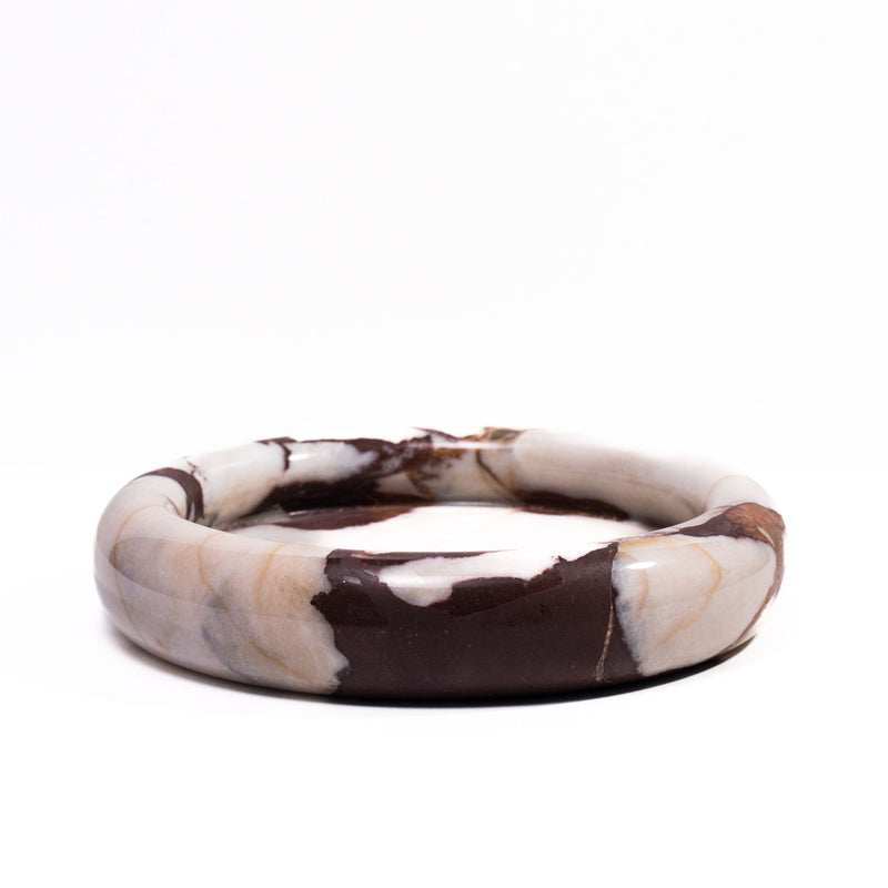 Marble Round Edged Catch-All - Breccia White Brown