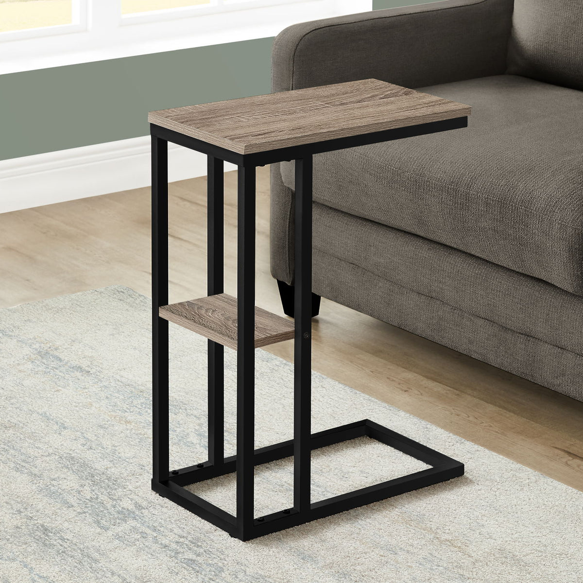 Accent Table, C - Shaped, Marble Look Contemporary & Modern Convenient Design