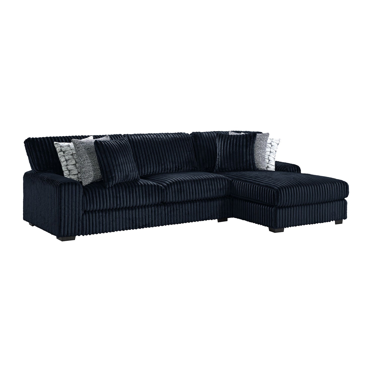 Nightfall - LHF Loveseat With 4 Pillows 20" (2 Winkin Walnut, 2 Nod Walnut) - Grand Cord Black
