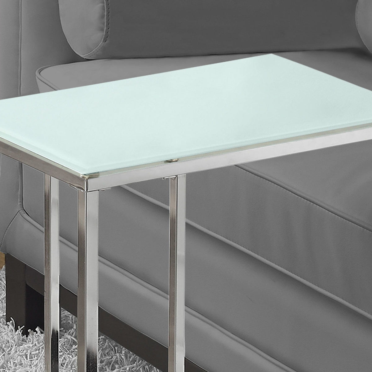 Accent Table, C - Shaped, Tempered Glass, Stylish Design Contemporary & Modern
