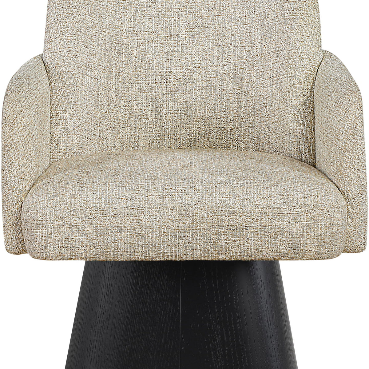 Marlowe - Linen Textured Fabric Upholstered Swivel Dining Arm Chair - Stained Black