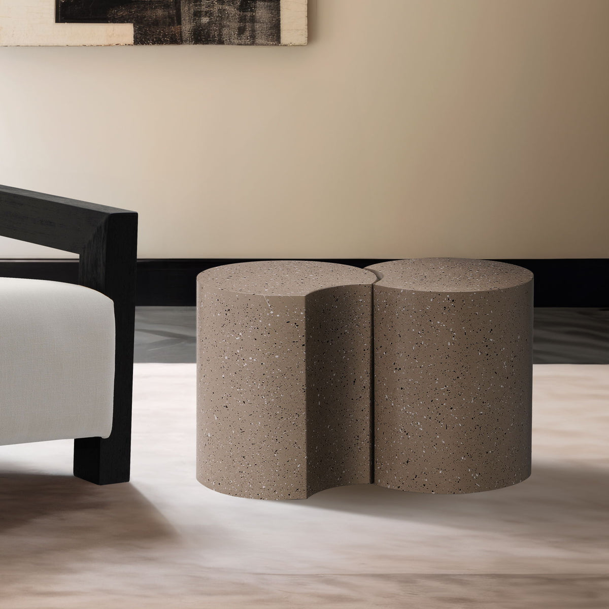 Dimple - 2 Piece Modular End Table - Terazzo Finish