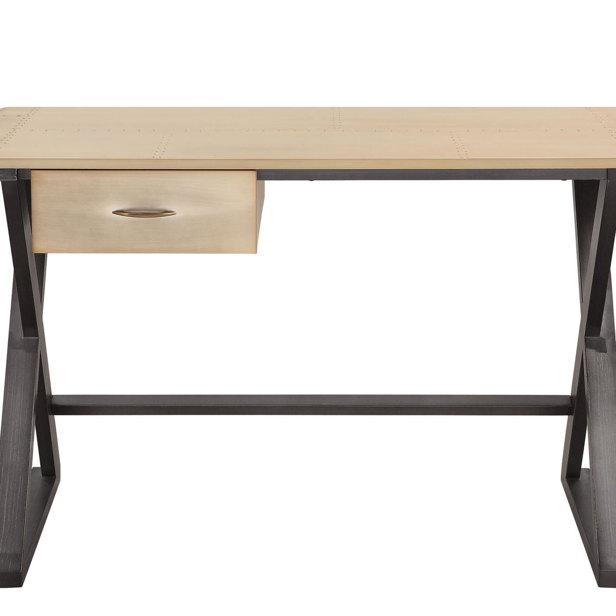 Danton - Aluminum Top Grain Leather Rectangular Writing Desk - Gold