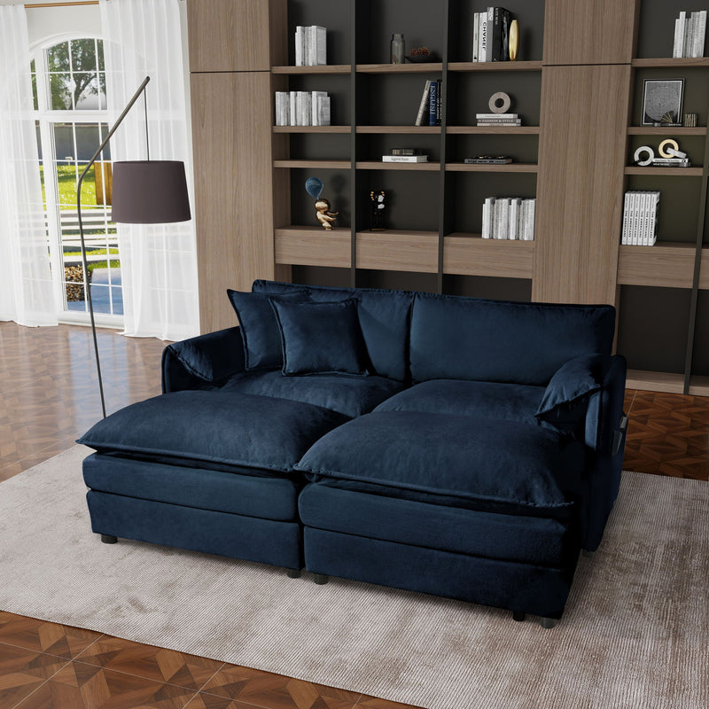 Modern Comfy Deep Seat Modular Sectional Sofa Cloud Couch With Ottoman