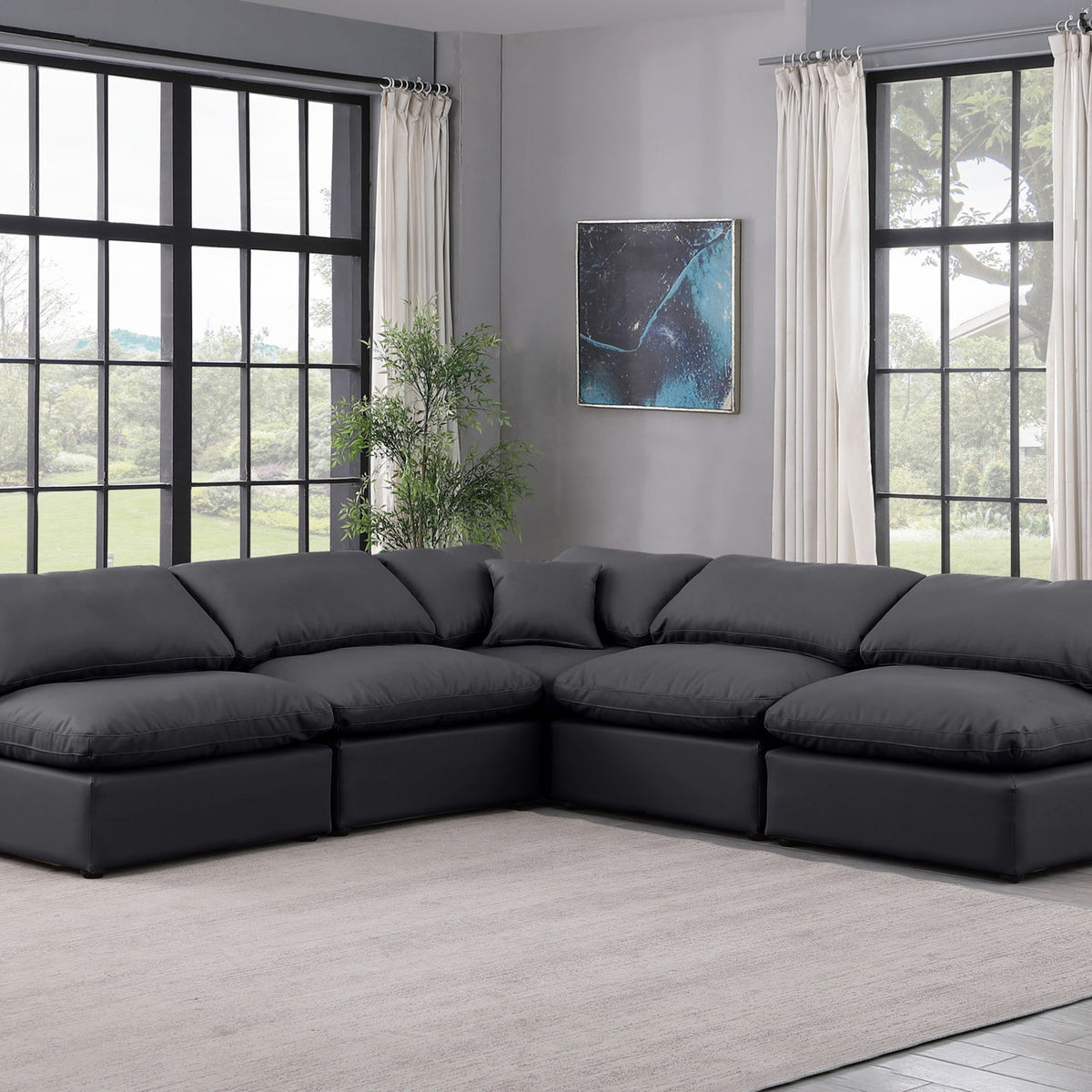 Indulge - Faux Leather 5 Piece Modular Corner Armless Sectional