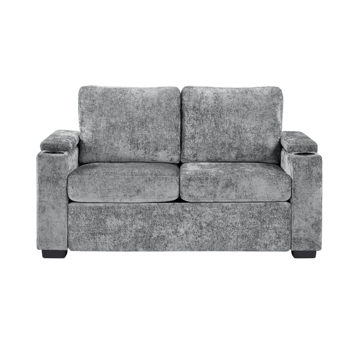 Pull Out Sofa Bed Loveseat With Twin Mattress, Cup Holders And Arm Storage